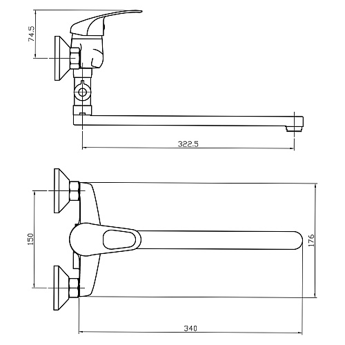 Смеситель ROEGEN RB110B для ванны, 40 мм