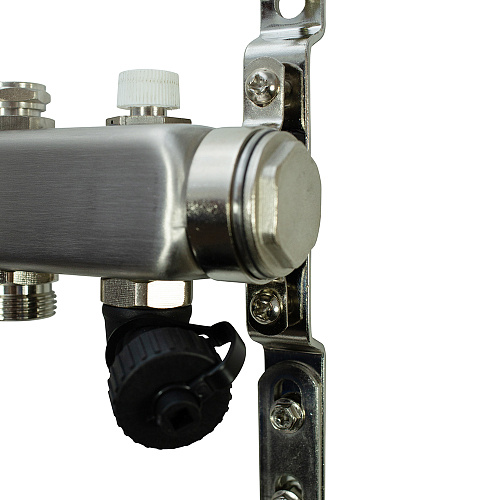 Коллекторная группа ONDO нерж сталь 9 вых. в сборе  с термостатическими и запорными клапанами