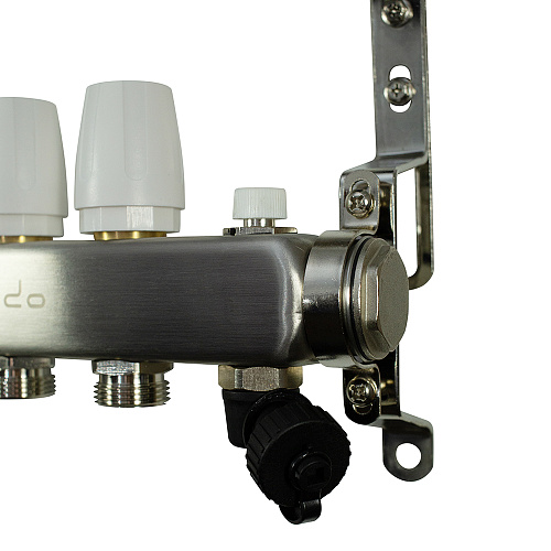 Коллекторная группа ONDO нерж сталь 9 вых. в сборе  с термостатическими и запорными клапанами