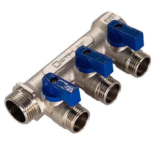 Коллектор 3 выхода шар.кран (наружная резьба) 3/4"х1/2" СТМ