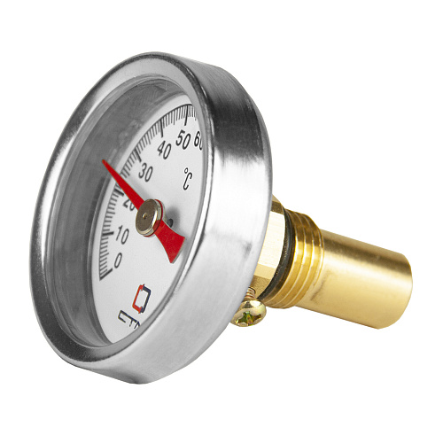 Термометр биметаллический d 40мм, с погружной гильзой, измерение до +120°С СТМ