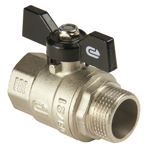 Кран шаровой для воды 1" г/ш бабочка, никель, ONDO