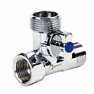 Кран шаровой для бытовых приборов 1/2"x3/4"x1/2" г/ш/ш  бабочка,  хромированный СТМ_2