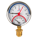 Термо-манометр радиального подключения 1/4"c переходником на 1/2'',  измерение до 6 бар,  до +120°С