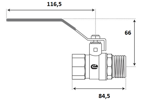 Кран шаровой для воды 1-1/4" г/ш рычаг, никель, ONDO