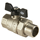 Кран шаровой для воды 3/4" с накидной гайкой бабочка,  никель,  ONDO_1