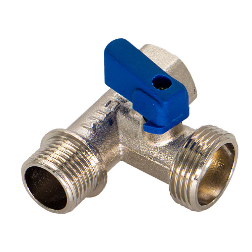 Кран шаровой для бытовых приборов 1/2"x3/4"x1/2" г/ш/ш флажок, никел. СТМ