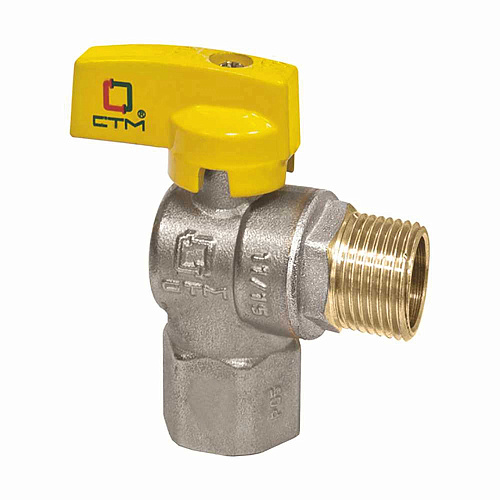 Кран шаровой для газа угловой 1/2" г/ш бабочка CTM ГАЗ