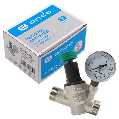 Редуктор давления поршневой 1/2" с манометром ONDO