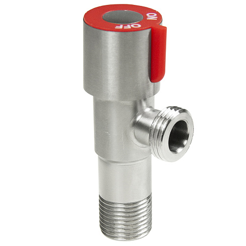 Кран для бытовых приборов угл. 1/2"х1/2" ш/ш с отражат. нерж. сталь СТМ