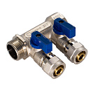 Коллектор 2 выхода 3/4"x16 с шаровыми кранами для м/п труб СТМ_3