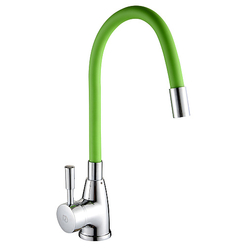 Смеситель ROEGEN RD014V для кухни, 40 мм, на гайке, с боковой ручкой, с гибким темнозелёным изливом