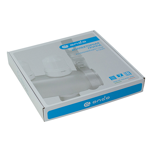 Коллекторная группа ONDO нерж сталь 4 вых. в сборе  с термостатическими и запорными клапанами