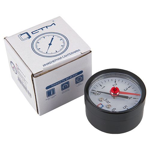 Манометр аксиального подключения 1/4", измерение до 6 бар СТМ