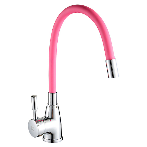 Смеситель ROEGEN RD014P для кухни, 40 мм, на гайке, с боковой ручкой, с гибким розовым изливом