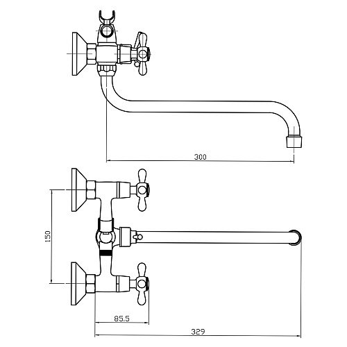 Смеситель ROEGEN RP120A для ванны, 1/2" м/к