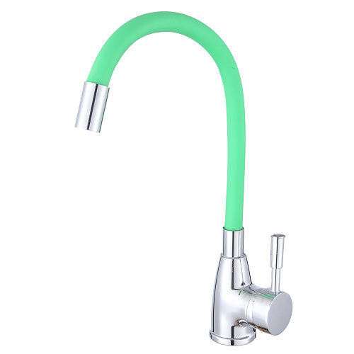 Смеситель ROEGEN RD014G для кухни, 40 мм, на гайке, с боковой ручкой, с гибким салатовым изливом