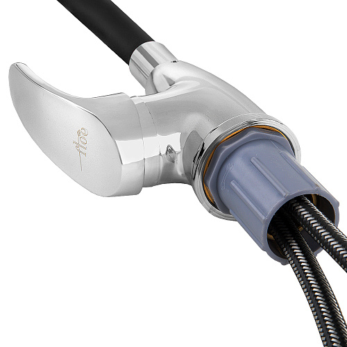 Смеситель FLOE FK234-GN для кухни, 40 мм, на гайке, с боковой ручкой, с гибким черным изливом Смеситель FLOE FK234-GN для кухни, 40 мм, на гайке, с боковой ручкой, с гибким черным изливом