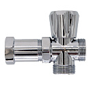Вентиль трехпроходной  3/4"х3/4"х3/4" ш/ш/г с удлинительной гайкой,  маховик,  хром. СТМ_2