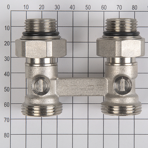 Мультифлекс, узел для нижнего прямого подключения, (Н-образный) с шаровым краном ONDO