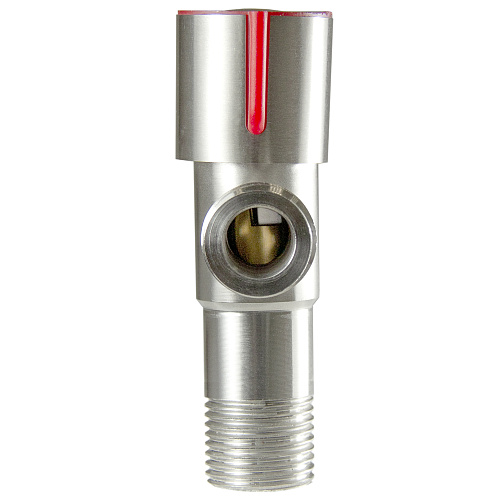 Кран для бытовых приборов угл. 1/2"х1/2" ш/ш с отражат. нерж. сталь СТМ