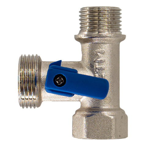 Кран шаровой для бытовых приборов 1/2"x3/4"x1/2" г/ш/ш флажок, никел. СТМ