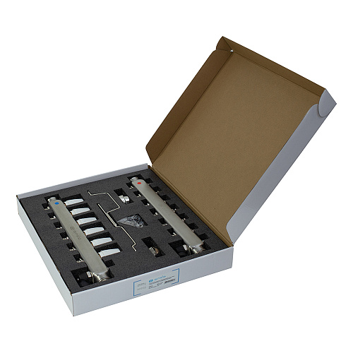 Коллекторная группа ONDO нерж сталь 6 вых. в сборе  с термостатическими и запорными клапанами