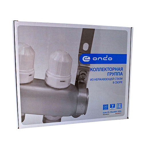 Коллекторная группа ONDO нерж сталь 6 вых. в сборе с автоматическим воздухоотводчиком, расходомерам