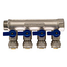 Коллектор 4 выхода 3/4"x16 с шаровыми кранами для м/п труб СТМ_1
