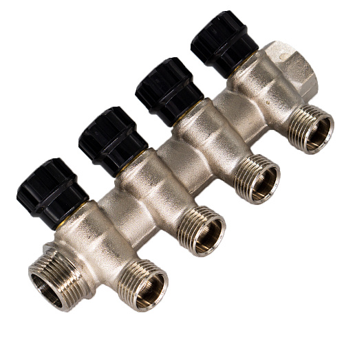 Коллектор 4 выхода вентиль н/р  3/4"х1/2" СТМ