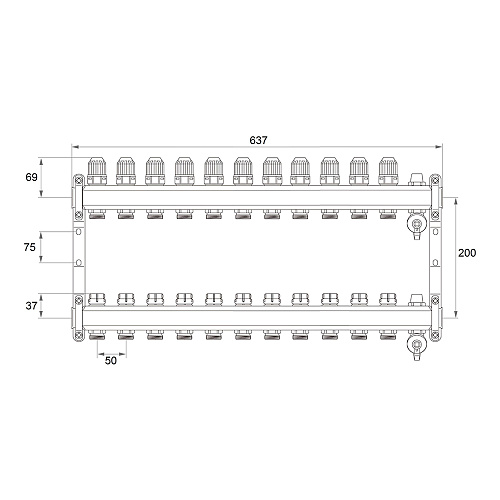 Коллекторная группа ONDO нерж сталь 11 вых. в сборе  с термостатическими и запорными клапанами