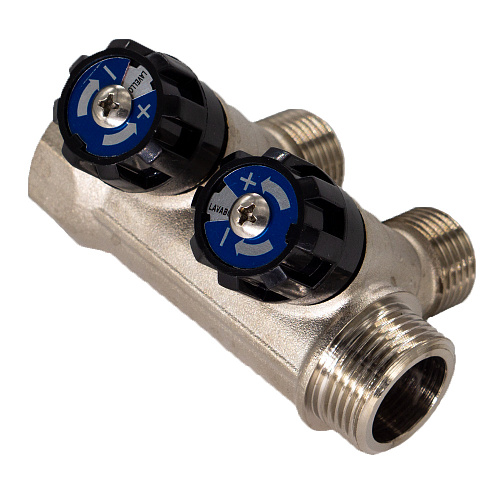 Коллектор 2 выхода вентиль н/р  3/4"х1/2" СТМ