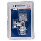 Кран шаровой для бытовых приборов угл. 1/2"х3/4" ш/ш с отражат. бабочка,  хромированный СТМ