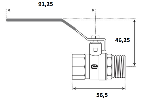 Кран шаровой для воды 1/2" г/ш рычаг, никель, ONDO
