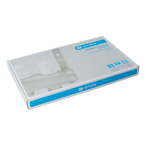 Коллекторная группа ONDO нерж сталь 11 вых. в сборе  с термостатическими и запорными клапанами