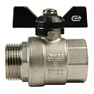 Кран шаровой для воды 1" г/ш бабочка,  никель,  ONDO_2