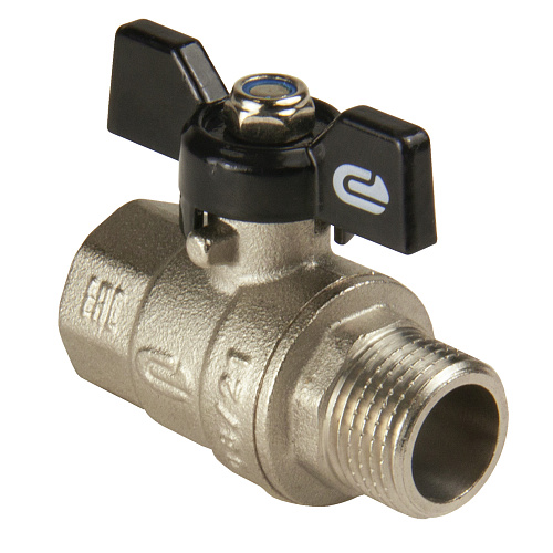 Кран шаровой для воды 1/2" г/ш бабочка, никель, ONDO