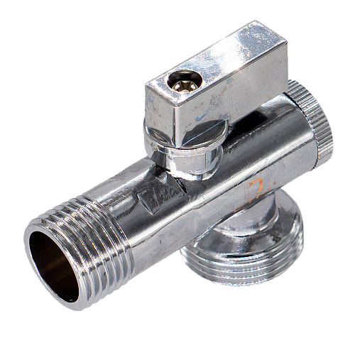 Кран шаровой для бытовых приборов угл.  1/2"х1/2" ш/ш с фильтром и отражат. бабочка, хромированный СТМ