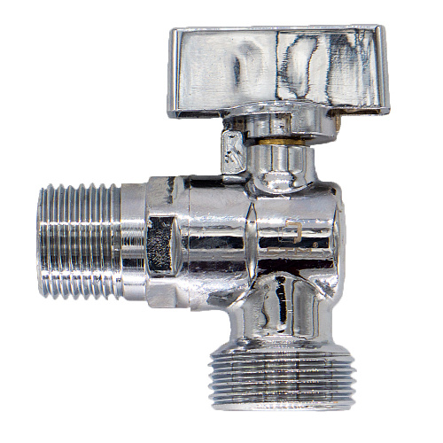 Кран шаровой для бытовых приборов угл. 1/2"х3/4" ш/ш с обратным клапаном и отражат. бабочка, хромированный СТМ