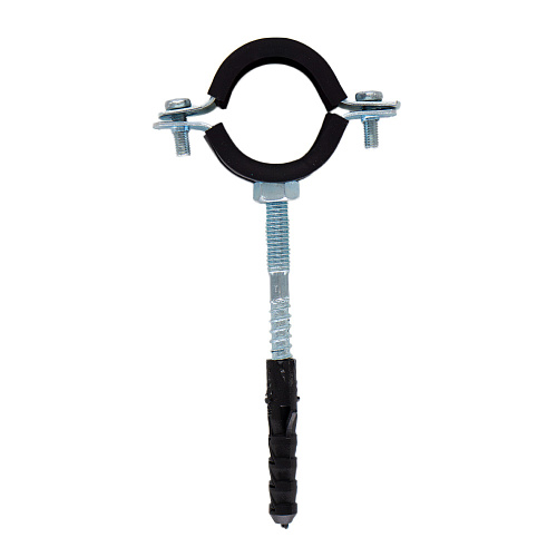 Хомут 2-1/2" (75-80мм) металлорезиновый с дюбелем и шурупом CTM