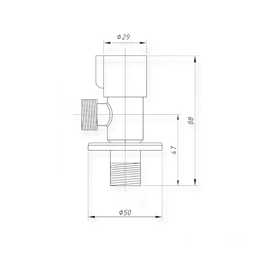 Кран д/быт. прибор. угл. 1/2"х3/4" ш/ш с отражат. нерж.сталь, синий СТМ