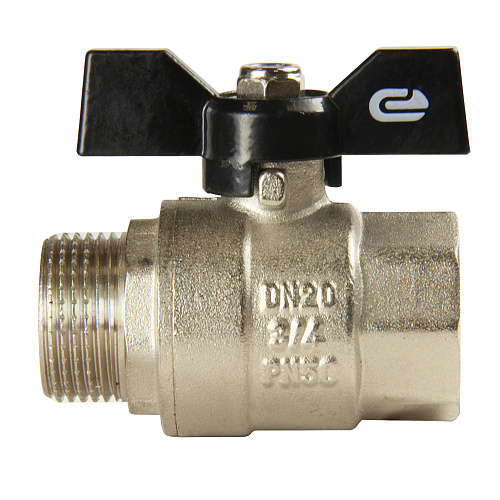 Кран шаровой для воды 3/4" г/ш бабочка, никель, ONDO