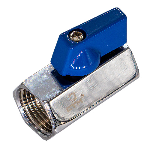 Кран шаровой мини для воды 1/2" г/г флажок, хромированный СТМ