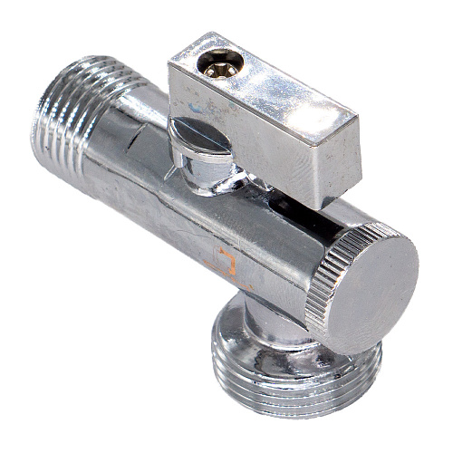 Кран шаровой для бытовых приборов угл. 1/2"х3/4" ш/ш с фильтром и отражат. бабочка, хромированный СТМ