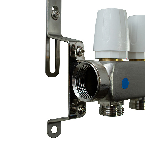 Коллекторная группа ONDO нерж сталь 7 вых. в сборе  с термостатическими и запорными клапанами