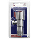 Кран д/быт. прибор. угл. 1/2"х1/2" ш/ш с отражат. нерж.сталь,  красный СТМ