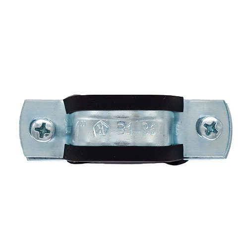 Хомут 1-1/2" (47-51мм) металлорезиновый с дюбелем и шурупом CTM