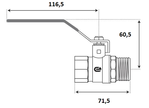 Кран шаровой для воды 1" г/ш рычаг, никель, ONDO
