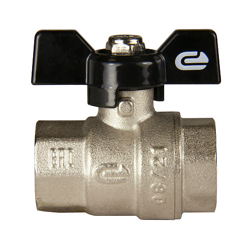 Кран шаровой для воды 1" г/г бабочка, никель, ONDO