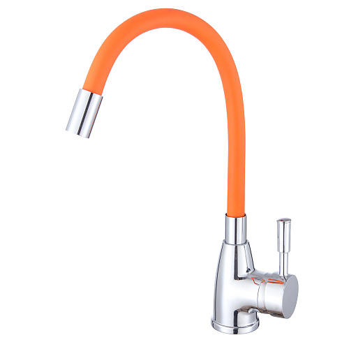 Смеситель ROEGEN RD014O для кухни, 40 мм, на гайке, с боковой ручкой, с гибким оранжевым изливом